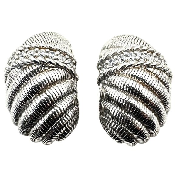 Judith Ripka Sterling Silver Cubic Zirconia Lever Back Pierced Earrings - Picture 1 of 4